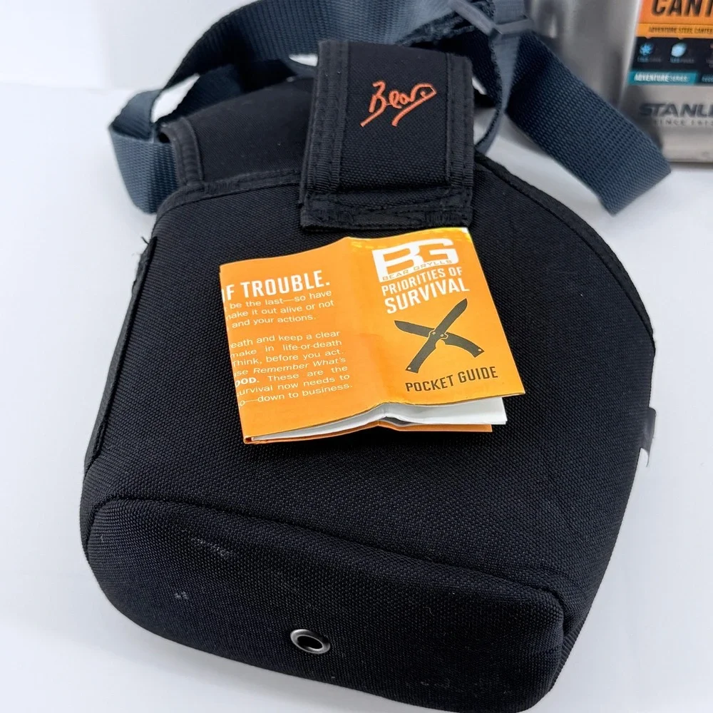 Stanley Steel Canteen 1.1Qt w Gerber Bear Grylls Pouch Strap Survival Kit - Picture 7 of 10